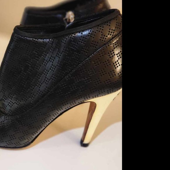CHANEL Black Perforated Leather Open Toe Booties | Authentic - Picture 13 of 13
